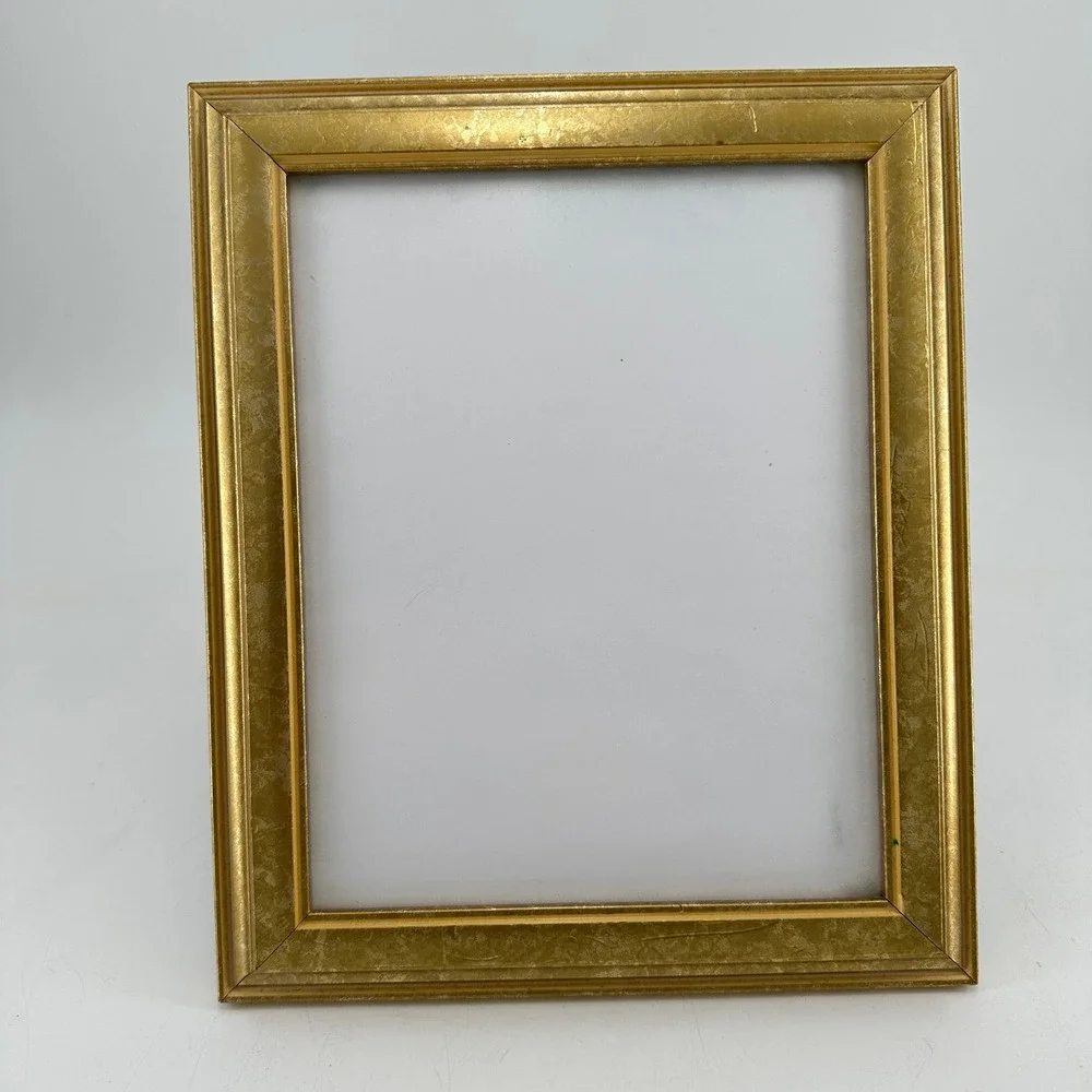 Vintage Gold Textured 8x10 Picture Frame Tabletop Easel Back Metallic Finish